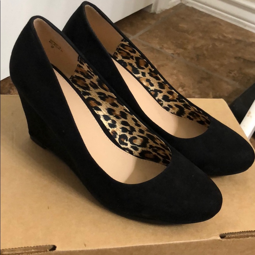 Black suede wedges